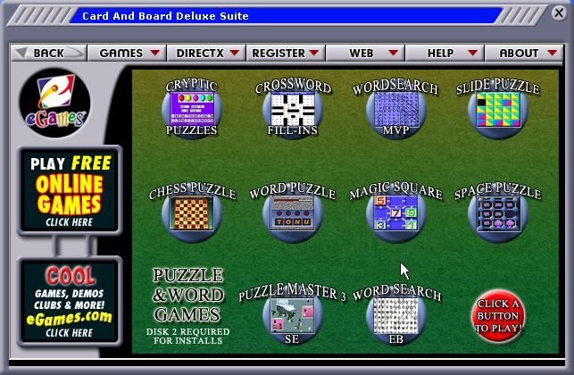 CARD & BOARD DELUXE SUITE Disc 1-2 Microsoft Windows PC CD-PC Gamez USA