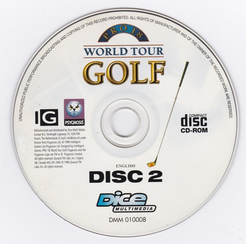 Pro 18 World Tour Golf Disc 1-2 Microsoft Windows PC CD-PC Gamez USA