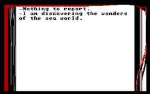 20,000 Leagues Under the Sea report screen displaying text inside an open book.
