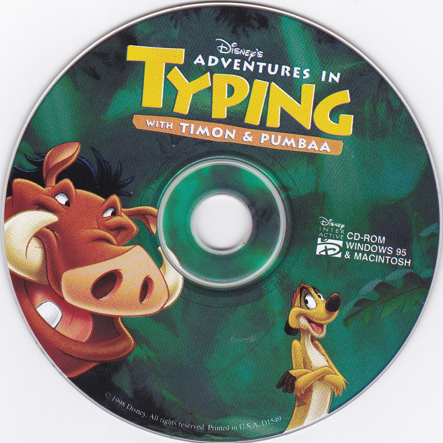 Adventures in Typing with Timon & Pumbaa Microsoft Windows PC CD-PC Gamez USA