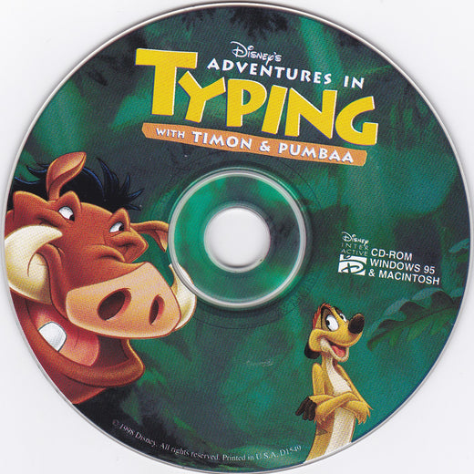 Adventures in Typing with Timon & Pumbaa Microsoft Windows PC CD-PC Gamez USA