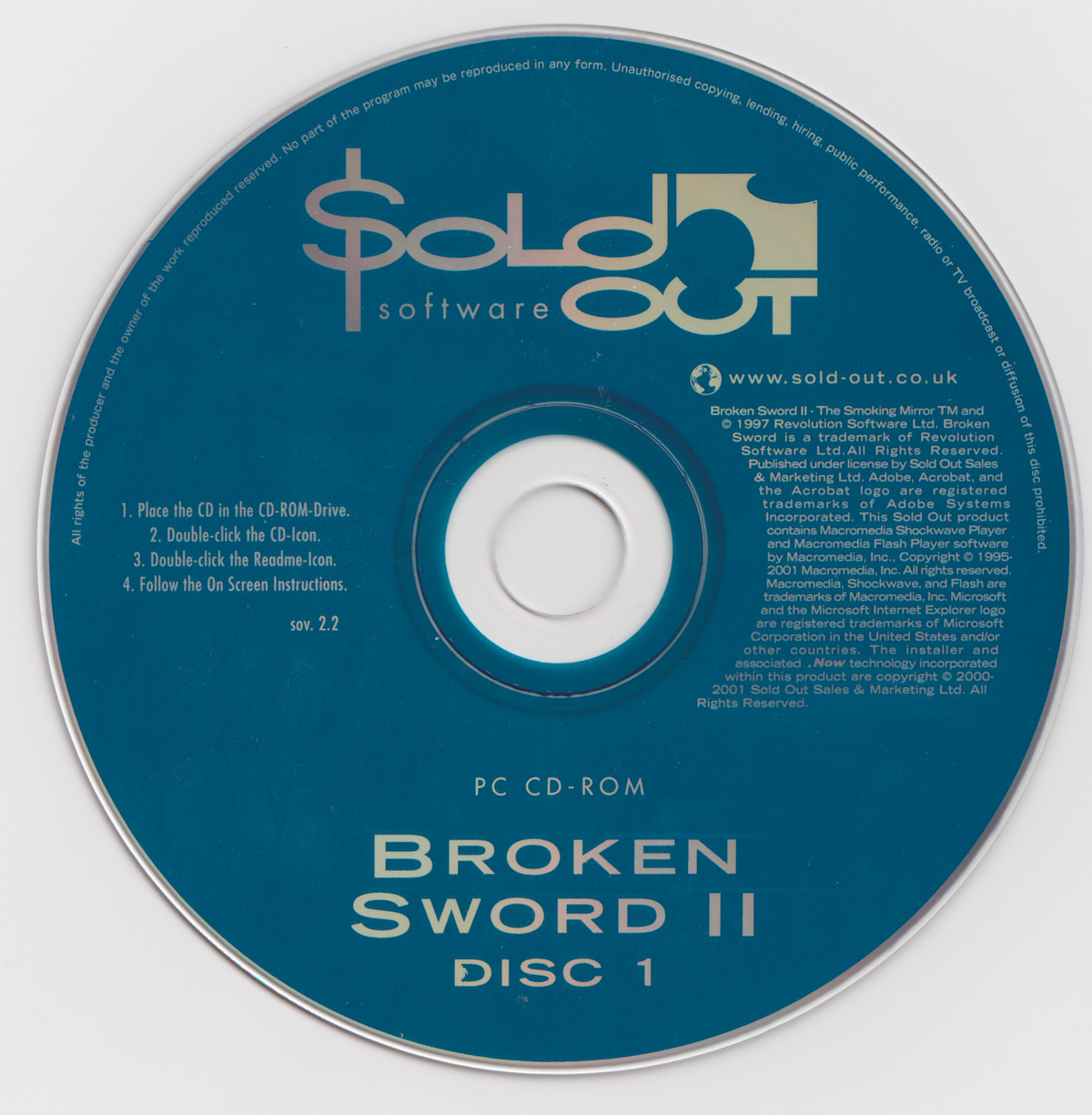 Broken Sword II The Smoking Mirror Disc 1 - 2 Microsoft Windows PC CD-PC Gamez USA