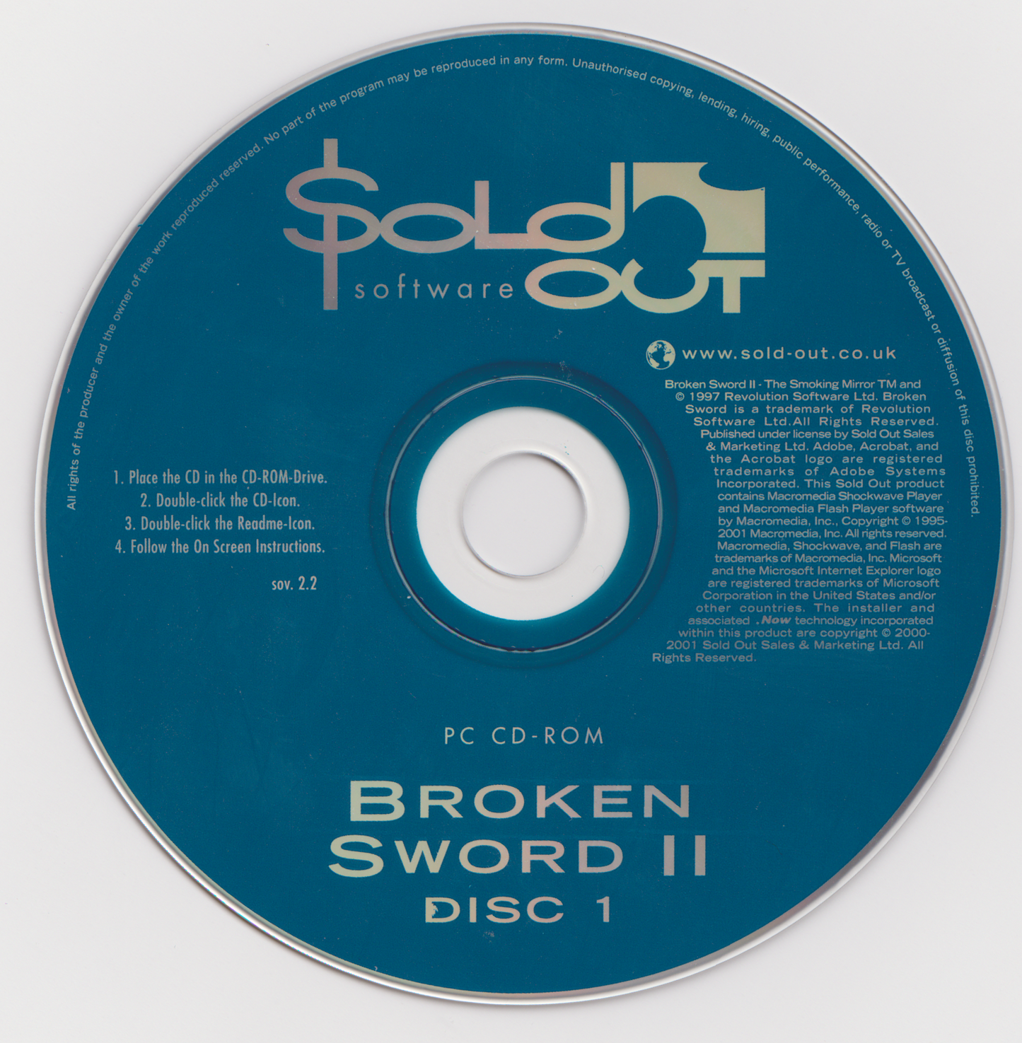 Broken Sword II The Smoking Mirror Disc 1 - 2 Microsoft Windows PC CD-PC Gamez USA