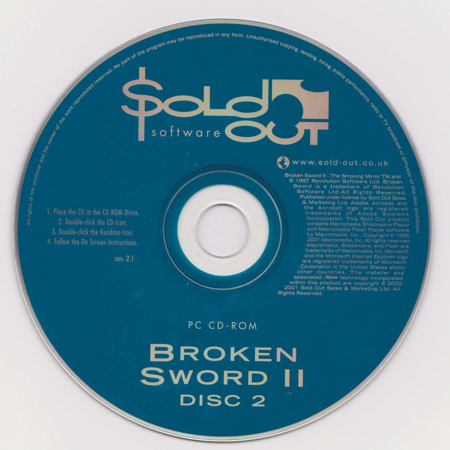 Broken Sword II The Smoking Mirror Disc 1 - 2 Microsoft Windows PC CD-PC Gamez USA