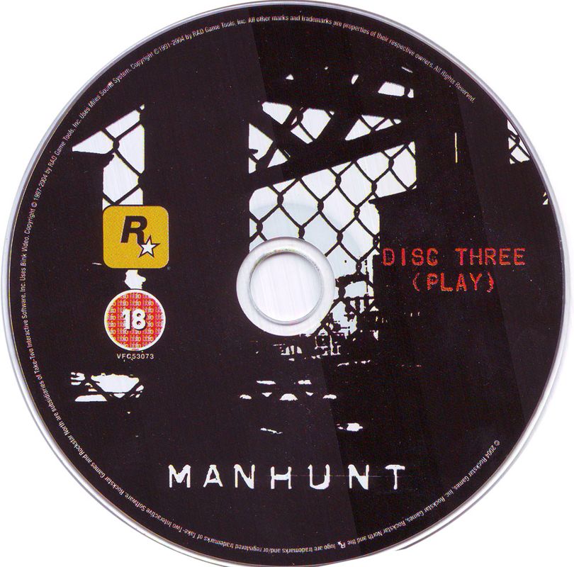 Manhunt Disc 1-3 Microsoft Windows PC CD-PC Gamez USA