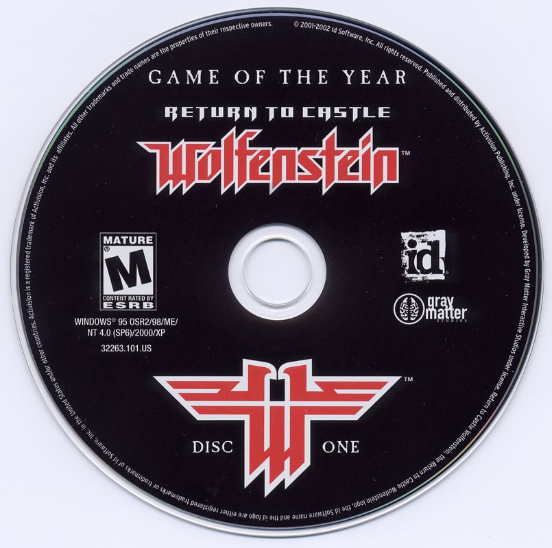Return to Castle Wolfenstein Game of the Year Edition Disc 1 - 2 Microsoft Windows PC CD-PC Gamez USA