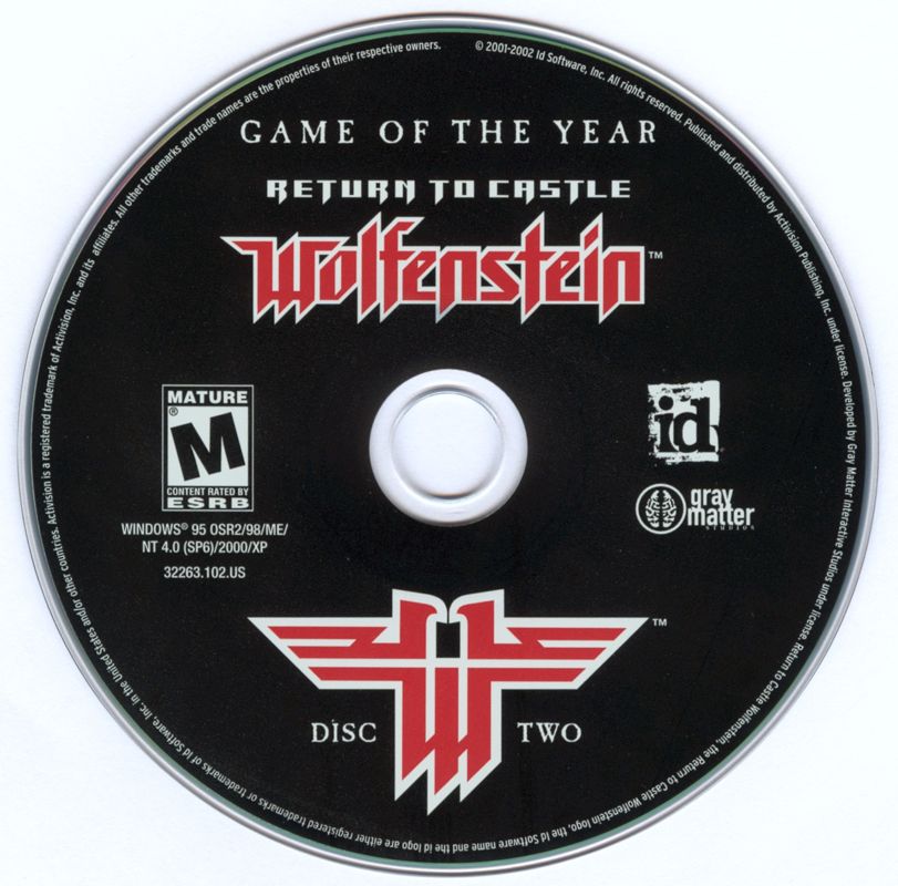 Return to Castle Wolfenstein Game of the Year Edition Disc 1 - 2 Microsoft Windows PC CD-PC Gamez USA