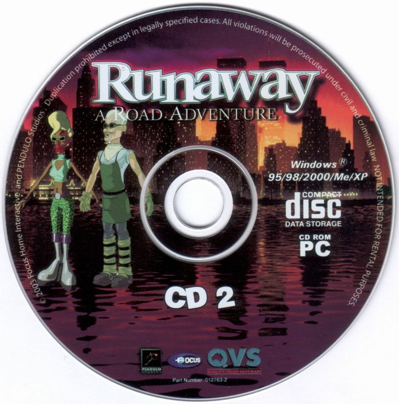Runaway A Road Adventure Disc 1-3 Microsoft Windows PC CD-PC Gamez USA