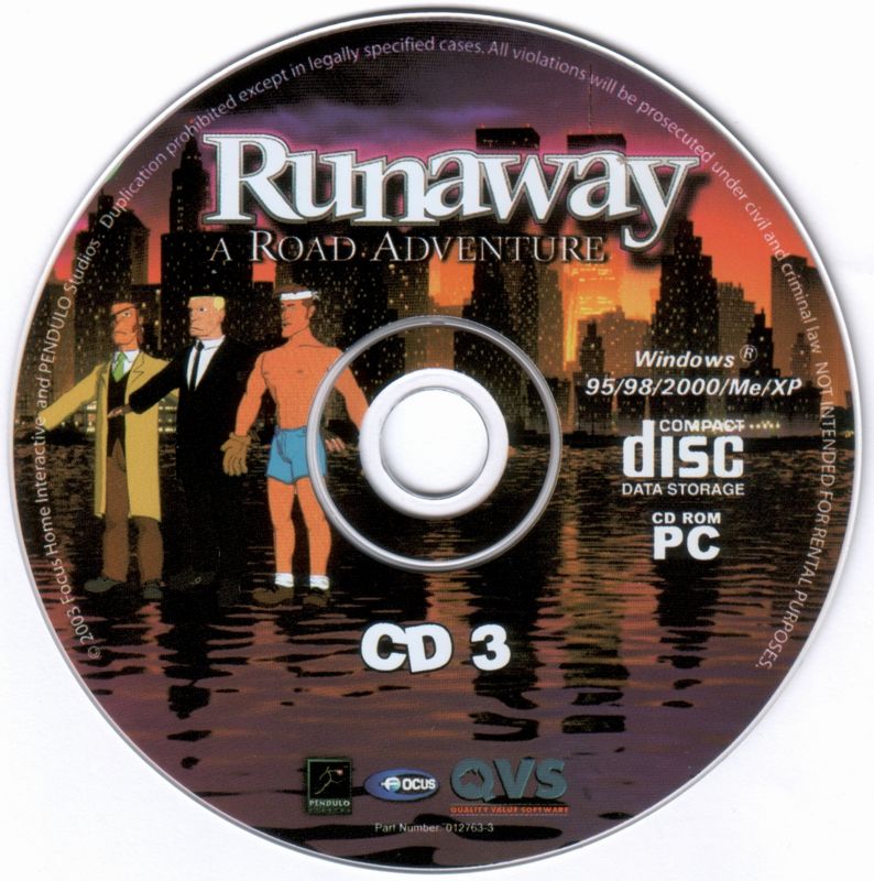 Runaway A Road Adventure Disc 1-3 Microsoft Windows PC CD-PC Gamez USA