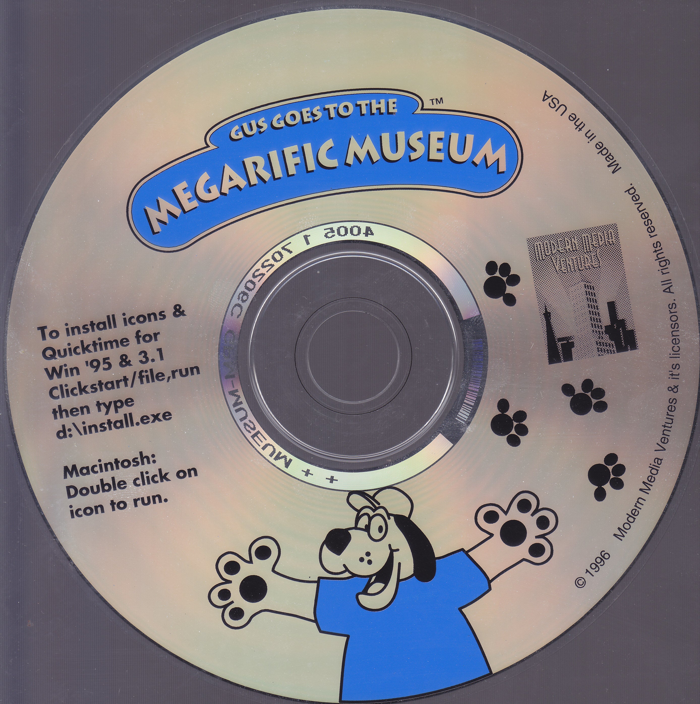 Gus Goes to the Megarific Museum Microsoft Windows 3.X CD