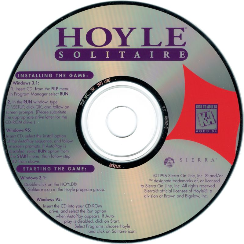 Hoyle Solitaire (1996) Microsoft Windows 3.X CD