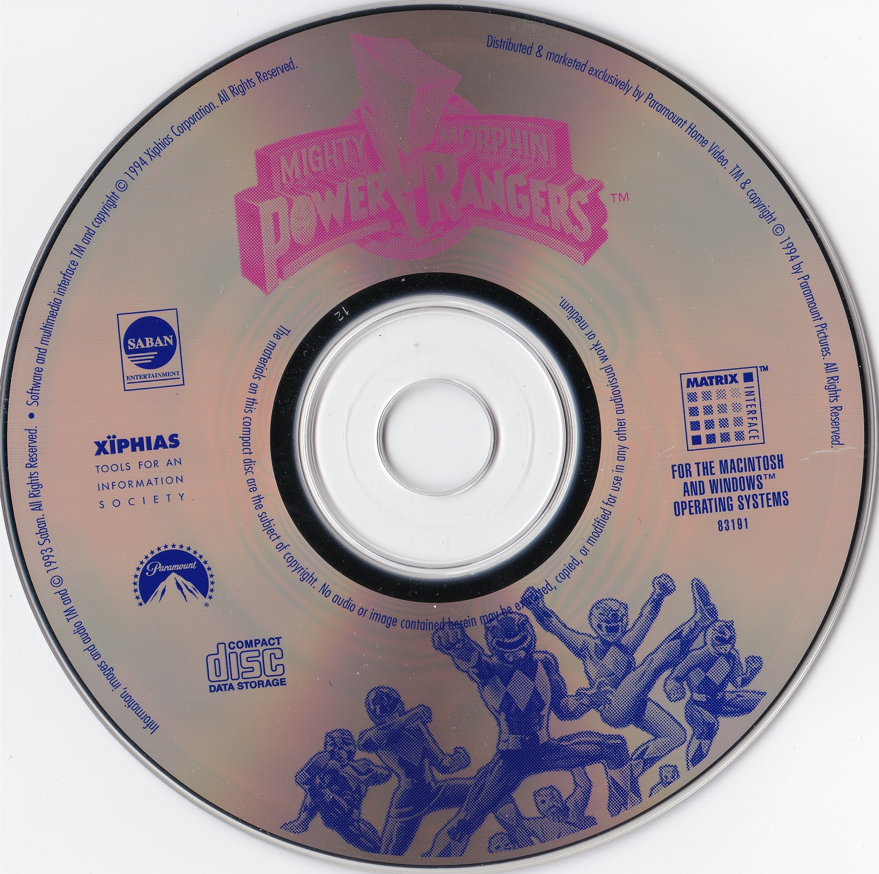 Mighty Morphin Power Rangers Screensaver Microsoft Windows 3.X CD