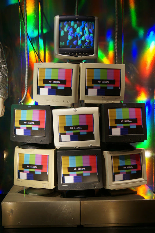 assorted-color CRT TV
