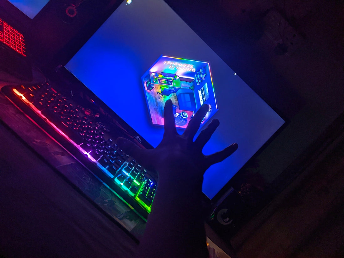 a person is playing a video game on a computer