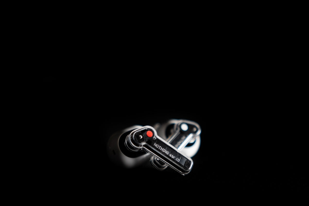 a black and white photo of a pair of headphones