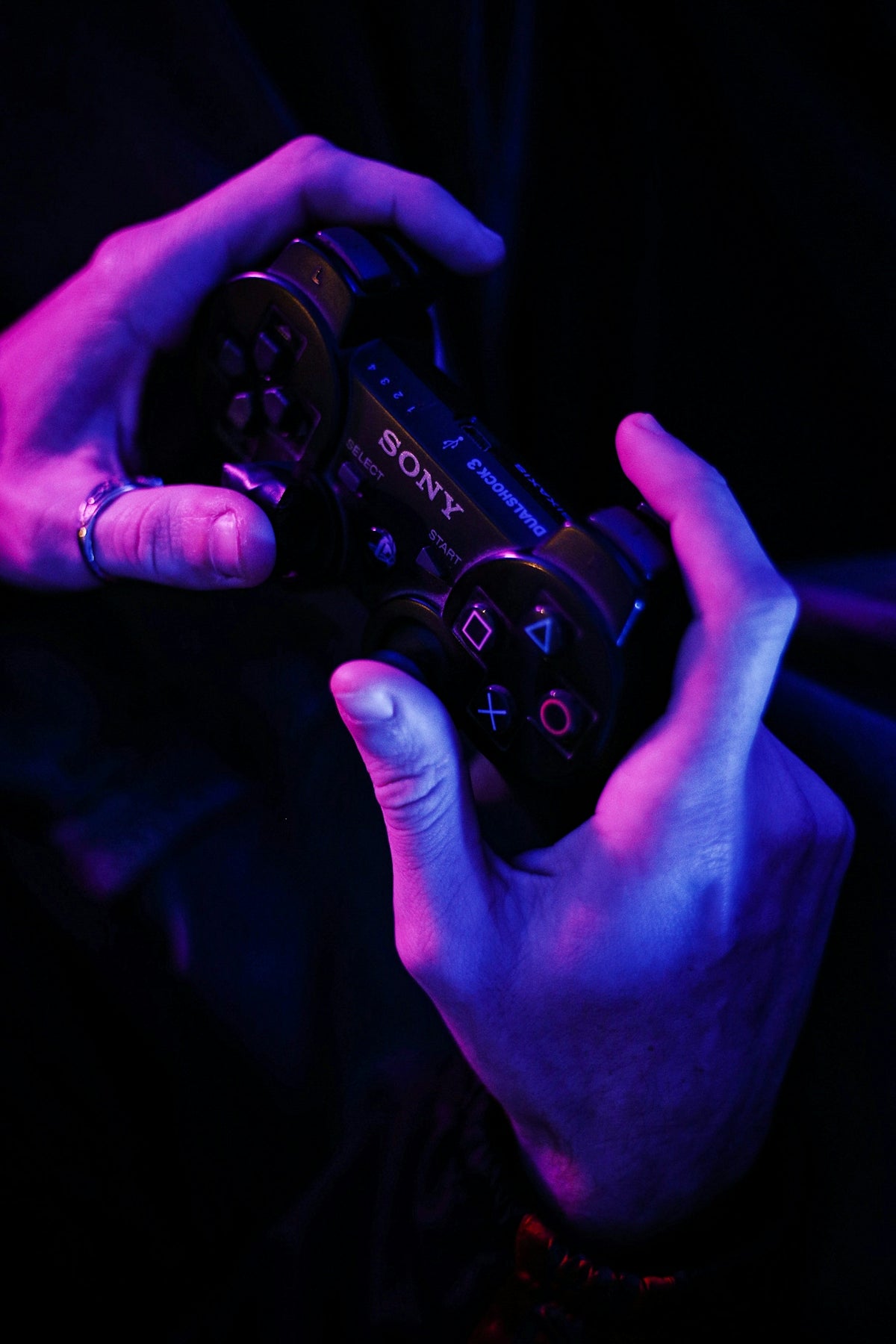 a person holding a device