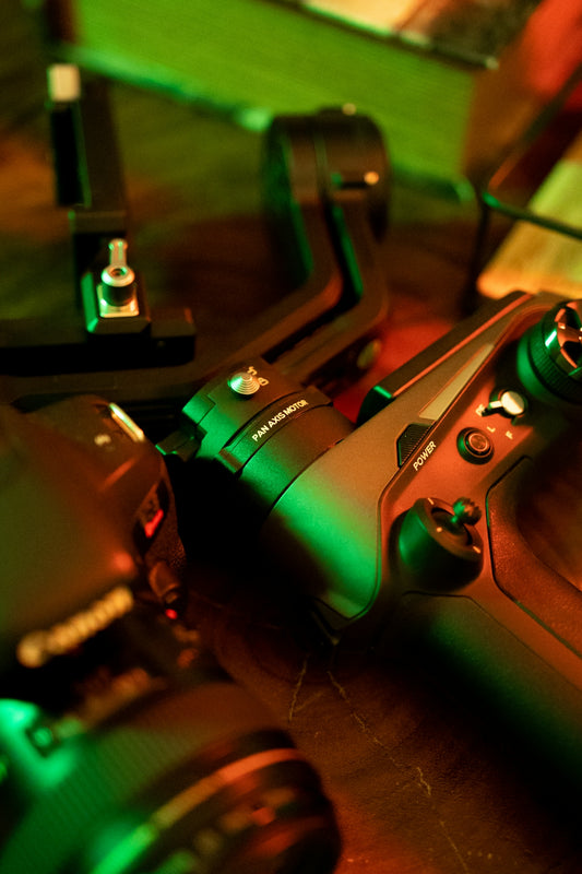 a close up of a camera on a table