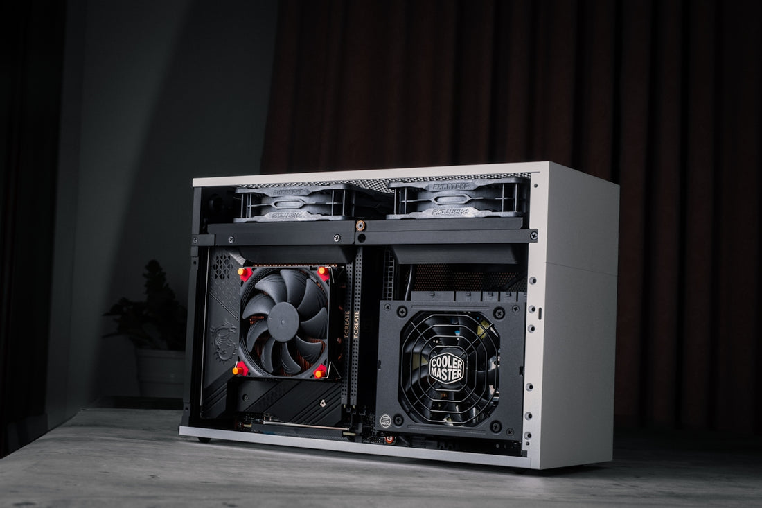 A computer case sitting on top of a table