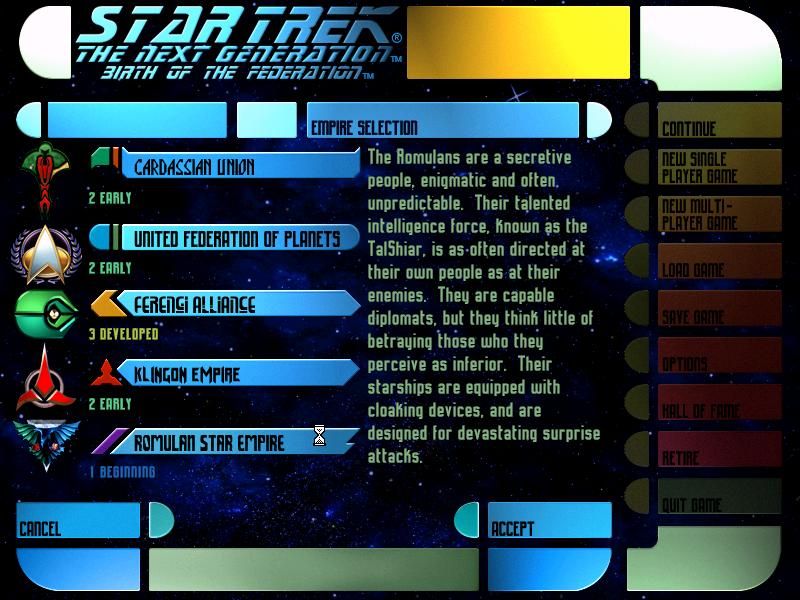 Star Trek The Next Generation - Birth of the Federation Microsoft Windows PC CD-PC Gamez USA