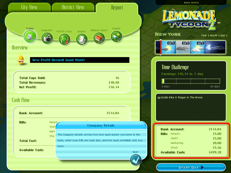 Lemonade Tycoon 2 - New York City Microsoft Windows PC CD-PC Gamez USA