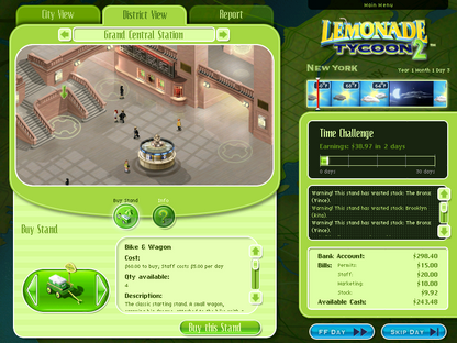Lemonade Tycoon 2 - New York City Microsoft Windows PC CD-PC Gamez USA