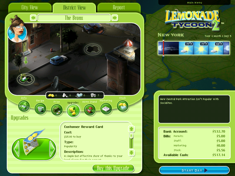 Lemonade Tycoon 2 - New York City Microsoft Windows PC CD-PC Gamez USA