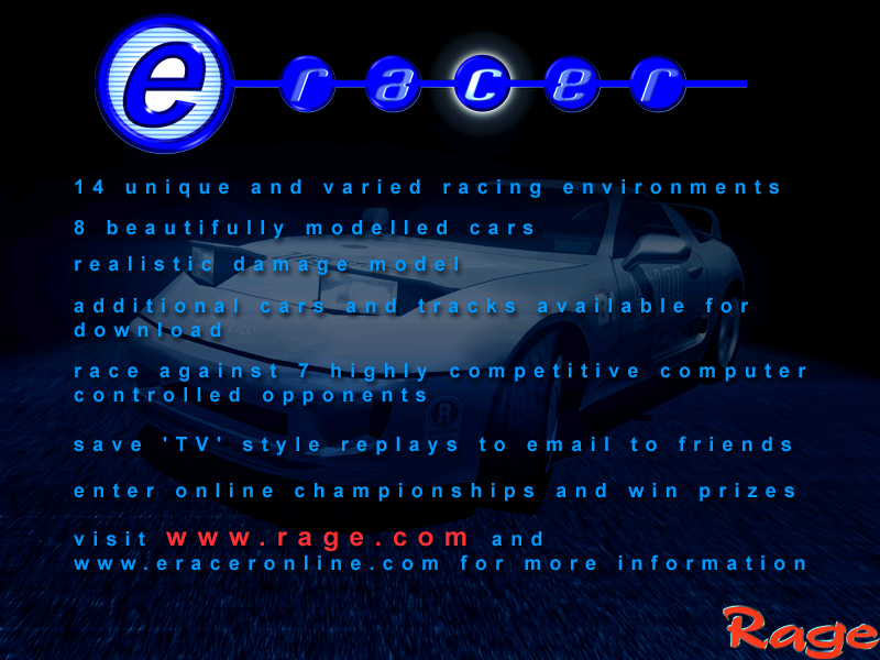 eRacer Microsoft Windows PC CD-PC Gamez USA