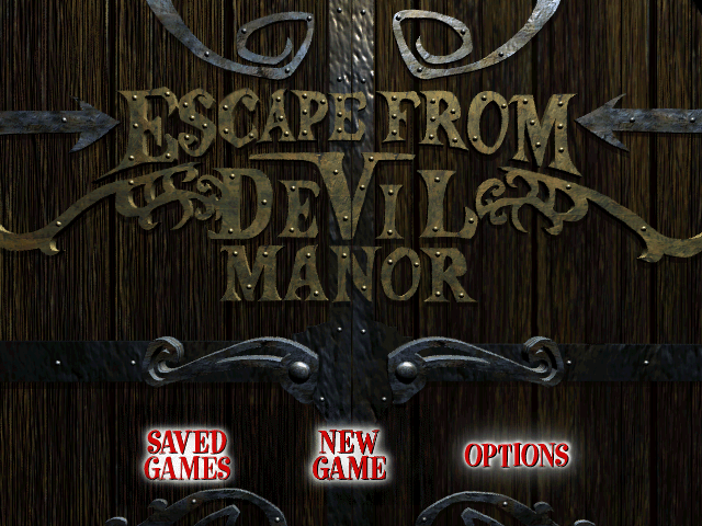 Title screen for 101 Dalmatians: Escape From DeVil Manor Microsoft Windows PC CD, featuring gameplay options and style.