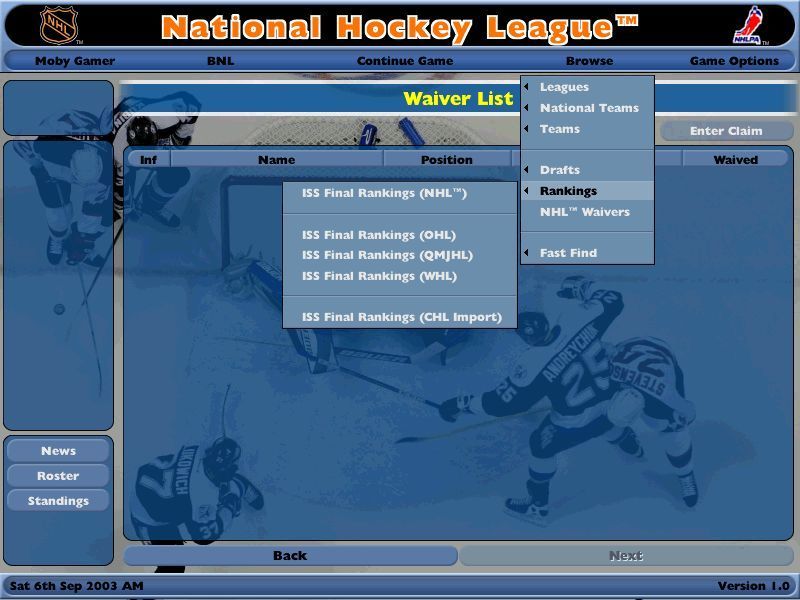 NHL Eastside Hockey Manager Microsoft Windows PC CD-PC Gamez USA