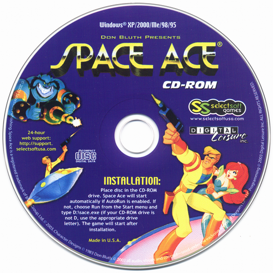 Space Ace Microsoft Windows PC CD-PC Gamez USA
