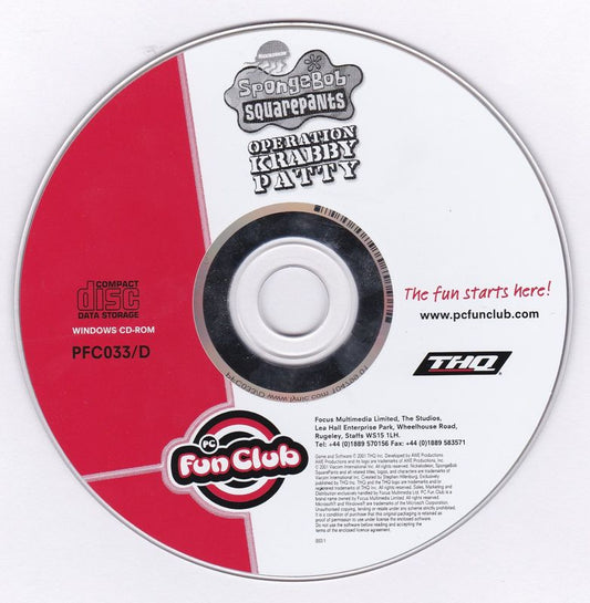 Spongebob Squarepants Operation Krabby Patty Microsoft Windows PC CD-PC Gamez USA