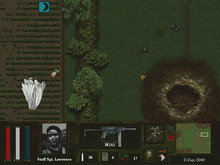 101: The Airborne Invasion of Normandy screenshot showing soldiers beside trees and a large crater after landing.