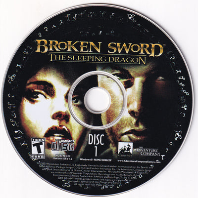 Adventure Company Broken Sword The Sleeping Dragon Disc 1 - 2 Microsoft Windows PC CD