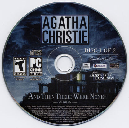 Agatha Christie And Then There Were None Disc 1 - 2 Microsoft Windows PC CD-PC Gamez USA