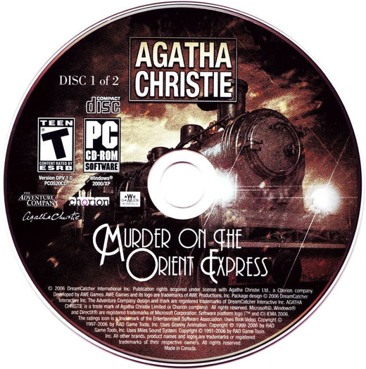 Agatha Christie Murder On The Orient Express Disc 1-2 Microsoft Windows PC CD by PC Gamez USA