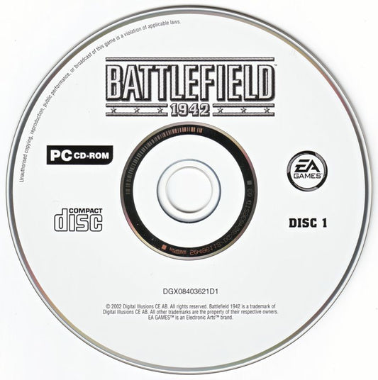 Battlefield 1942 Disc 1-2 Microsoft Windows PC CD-PC Gamez USA