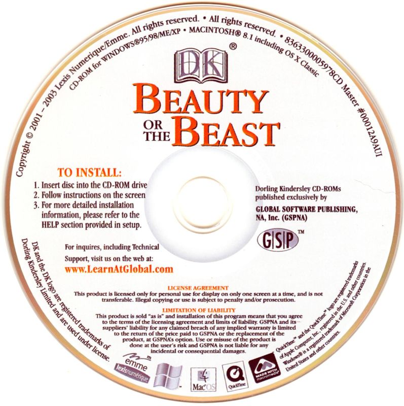 Beauty Or The Beast Microsoft Windows PC CD-PC Gamez USA