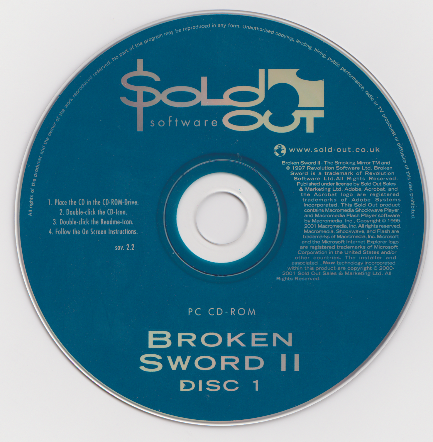 Broken Sword II The Smoking Mirror Disc 1 - 2 Microsoft Windows PC CD-PC Gamez USA