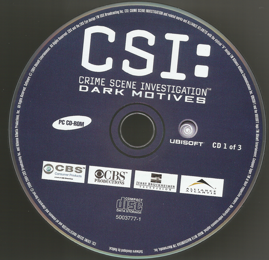 CSI Crime Scene Investigation Dark Motives Disc 1-3 Microsoft Windows PC CD-PC Gamez USA