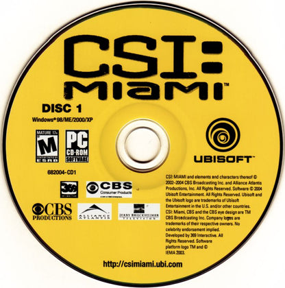 CSI Miami Disc 1-3 Microsoft Windows PC CD-PC Gamez USA