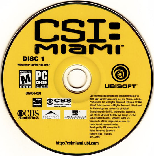 CSI Miami Disc 1-3 Microsoft Windows PC CD-PC Gamez USA