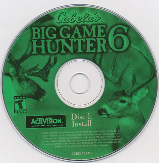 Cabela's Big Game Hunter 6 Disc 1-2 Microsoft Windows PC CD-PC Gamez USA