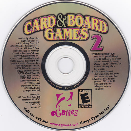 Card & Board Games 2 Microsoft Windows PC CD-PC Gamez USA