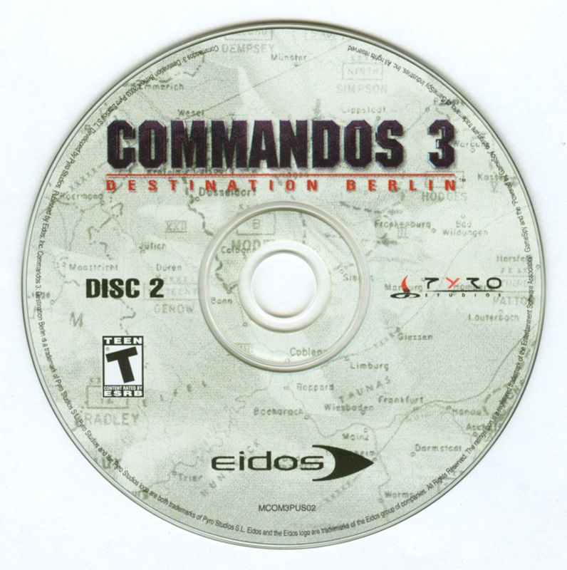 Commandos 3: Destination Berlin Disc 1-3 Microsoft Windows PC CD-PC Gamez USA