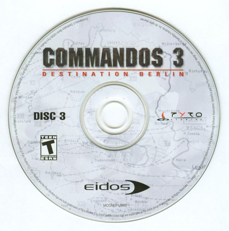 Commandos 3: Destination Berlin Disc 1-3 Microsoft Windows PC CD-PC Gamez USA