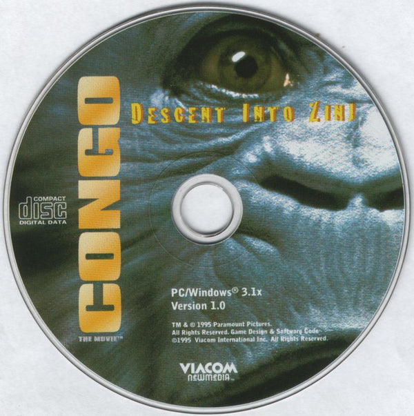 Congo - The Movie - Descent into Zinj Microsoft Windows 3.X CD by PC Gamez USA