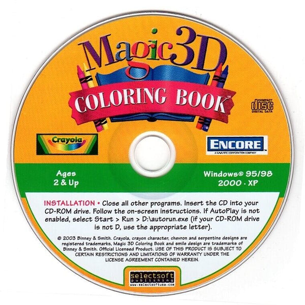 Crayola Magic 3D Coloring Book Cool Critters Microsoft Windows PC CD-PC Gamez USA
