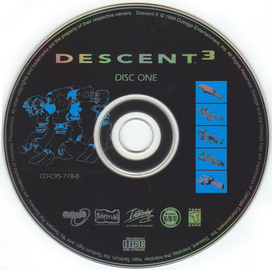 Descent³ Descent 3 Disc 1-2 1999 Microsoft Windows PC CD Interplay Imagineer Outrage-PC Gamez USA