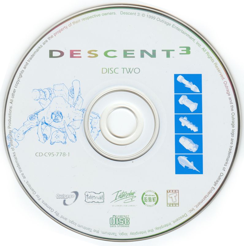 Descent³ Descent 3 Disc 1-2 1999 Microsoft Windows PC CD Interplay Imagineer Outrage-PC Gamez USA