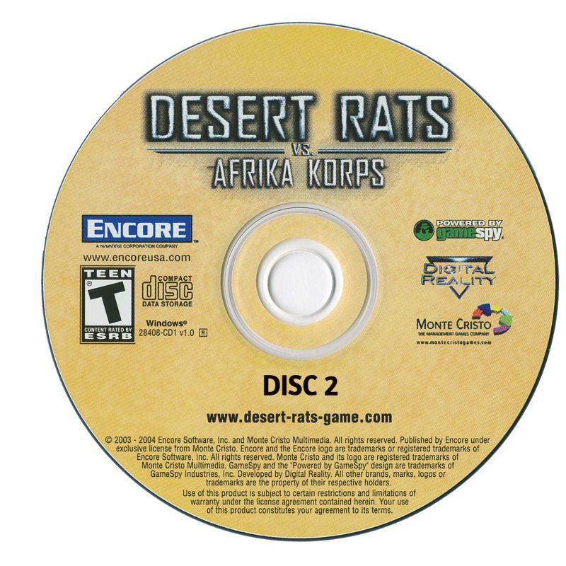 Desert Rats vs Afrika Korps Disc 1-2 Microsoft Windows PC CD-PC Gamez USA